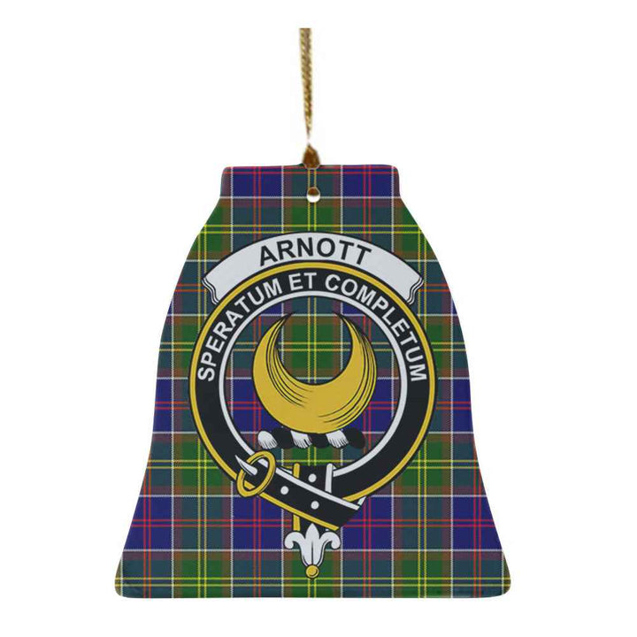 Scottish Arnott Clan Crest Tartan Ceramic Ornament Bell Shape Tartan Plaid