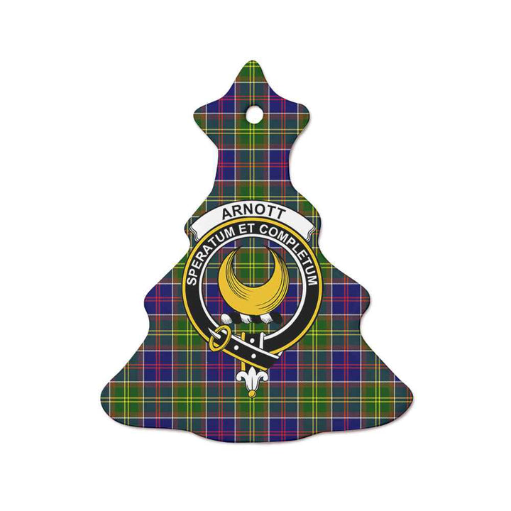 Scottish Arnott Clan Crest Tartan Ceramic Ornament Tree Shape Tartan Plaid