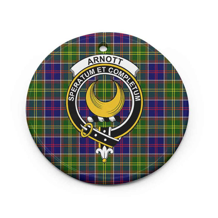 Scottish Arnott Clan Crest Tartan Ceramic Ornament Circle Shape Tartan Plaid