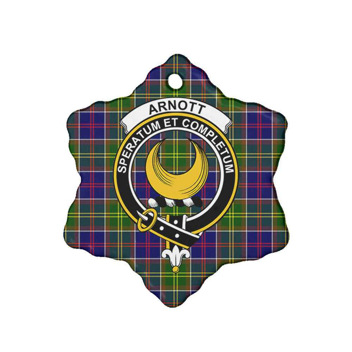 Scottish Arnott Clan Crest Tartan Ceramic Ornament Snow Flake Shape Tartan Plaid
