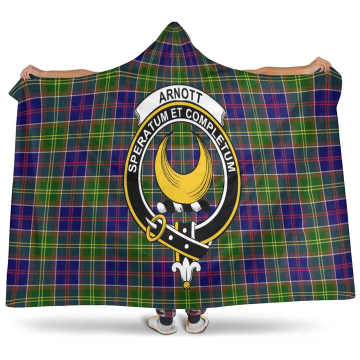 Scottish Arnott Clan Crest Tartan Hooded Blanket Tartan Plaid 1