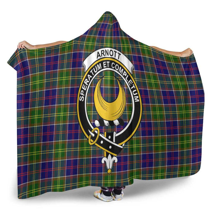 Scottish Arnott Clan Crest Tartan Hooded Blanket Tartan Plaid 2