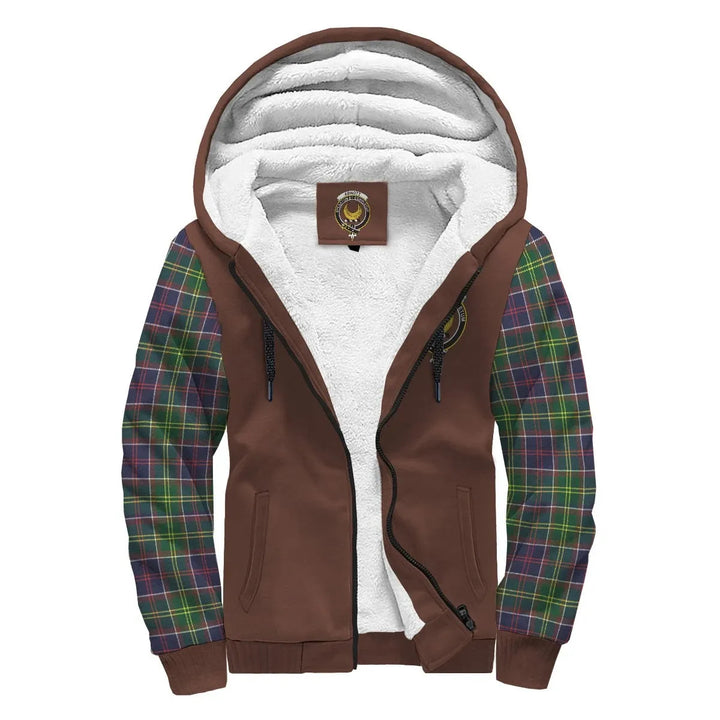 Scottish Arnott Clan Crest Tartan Plaid Sleeve Sherpa Hoodie