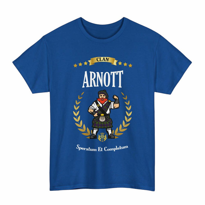 Scottish Arnott Clan Tartan T-Shirt - Motto Scotsman Tartan Plaid Royal Color