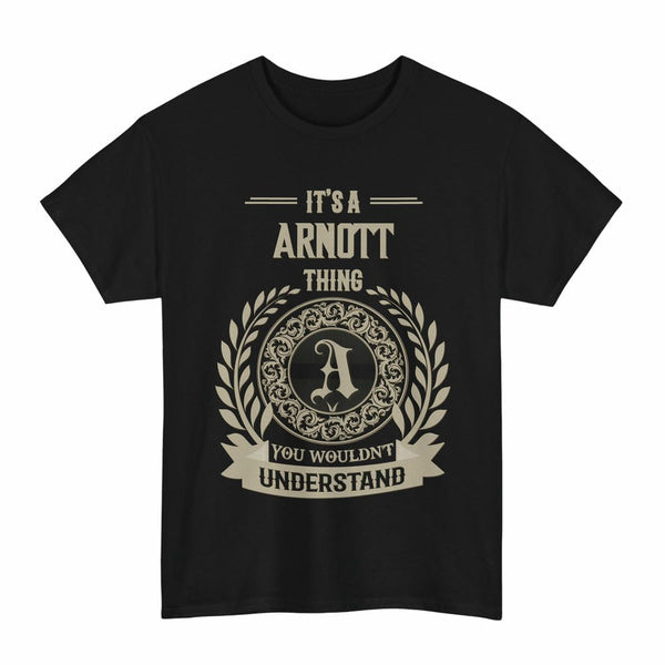 Scottish Arnott Clan Tartan T-Shirt - Vintage Family Name Tartan Plaid Black Color