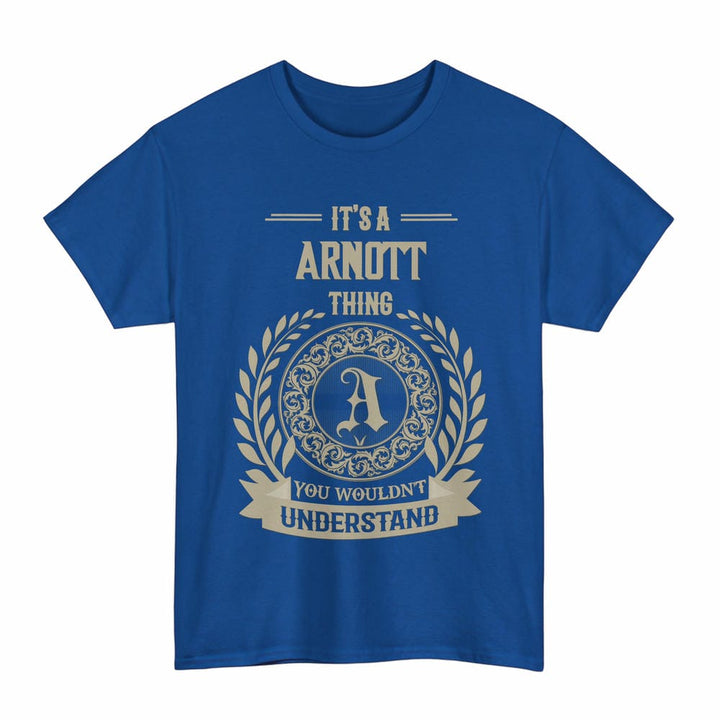 Scottish Arnott Clan Tartan T-Shirt - Vintage Family Name Tartan Plaid Royal Color