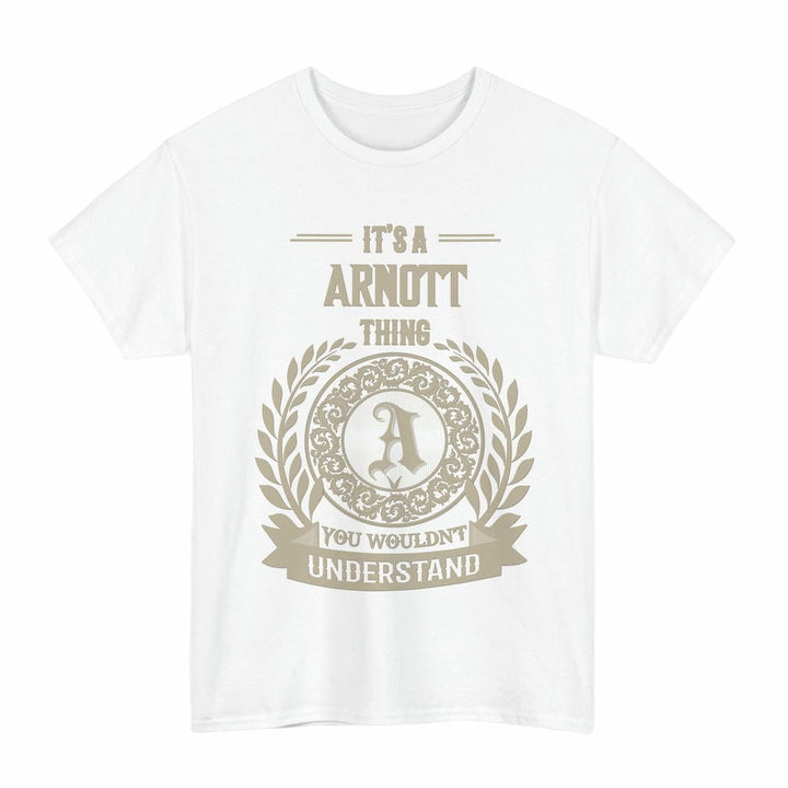 Scottish Arnott Clan Tartan T-Shirt - Vintage Family Name Tartan Plaid White Color