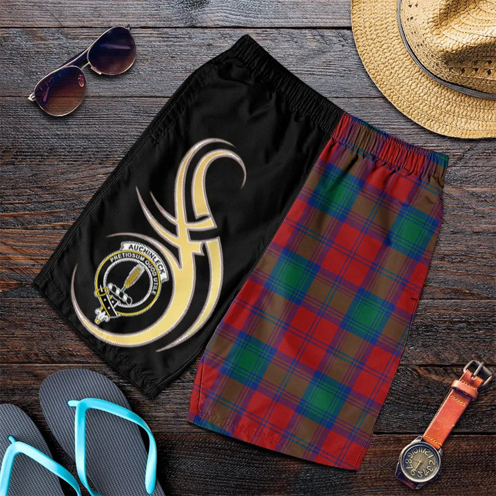 Scottish Auchinleck Clan Crest Tartan Believe in Me Men's Shorts