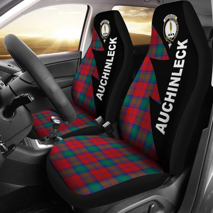 Scottish Auchinleck Clan Crest Tartan Car Seat Covers - Flash Style 1