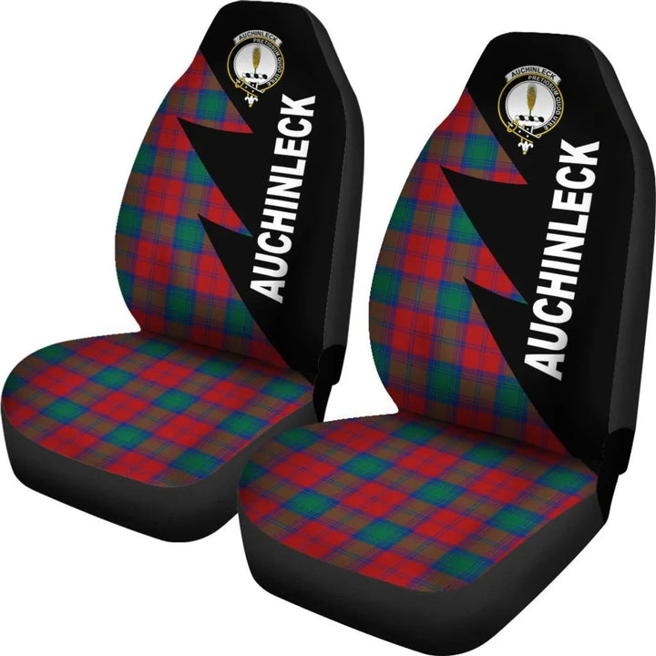 Scottish Auchinleck Clan Crest Tartan Car Seat Covers - Flash Style 2