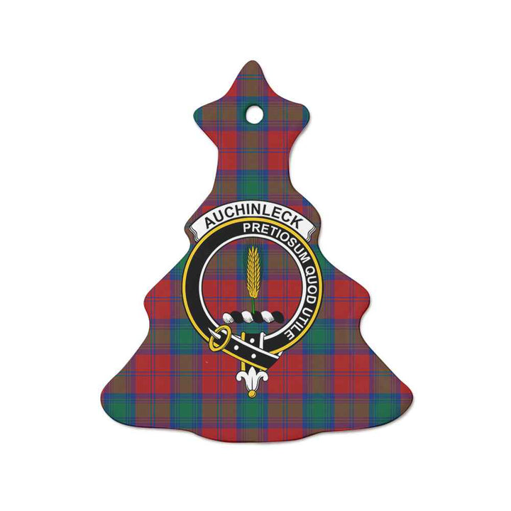Scottish Auchinleck Clan Crest Tartan Ceramic Ornament Tree Shape Tartan Plaid