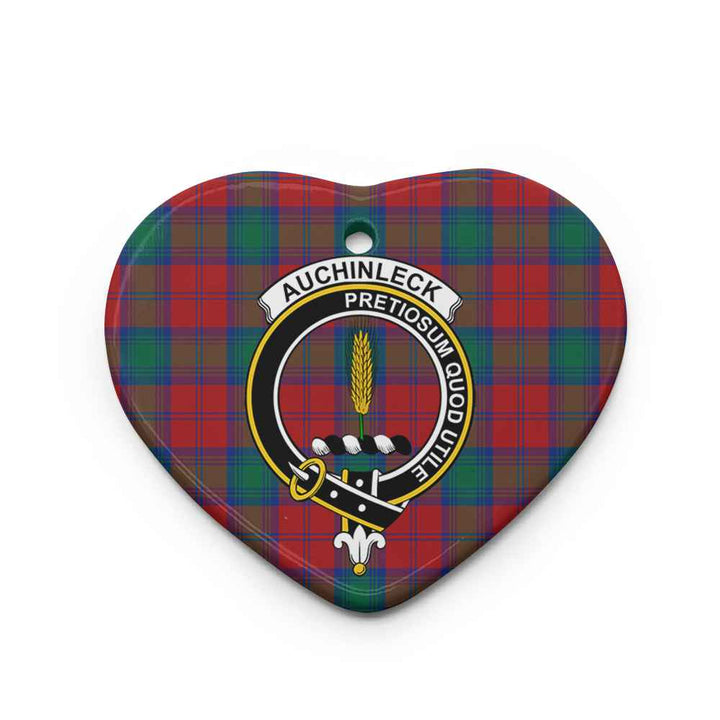 Scottish Auchinleck Clan Crest Tartan Ceramic Ornament Heart Shape Tartan Plaid