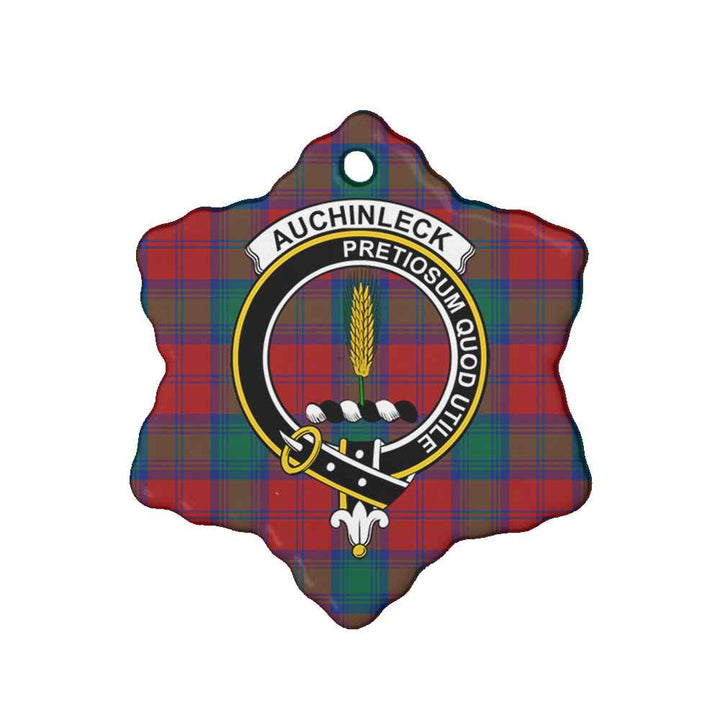 Scottish Auchinleck Clan Crest Tartan Ceramic Ornament Snow Flake Shape Tartan Plaid