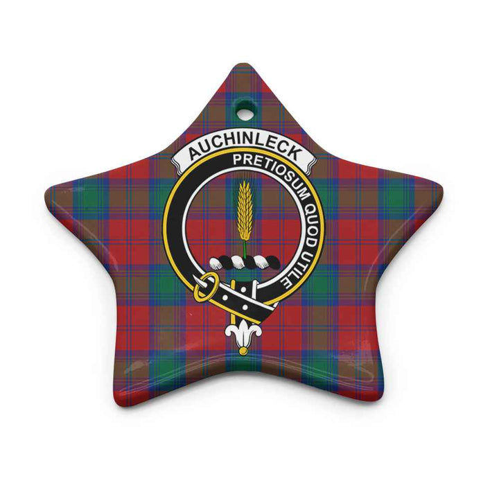 Scottish Auchinleck Clan Crest Tartan Ceramic Ornament Star Shape Tartan Plaid