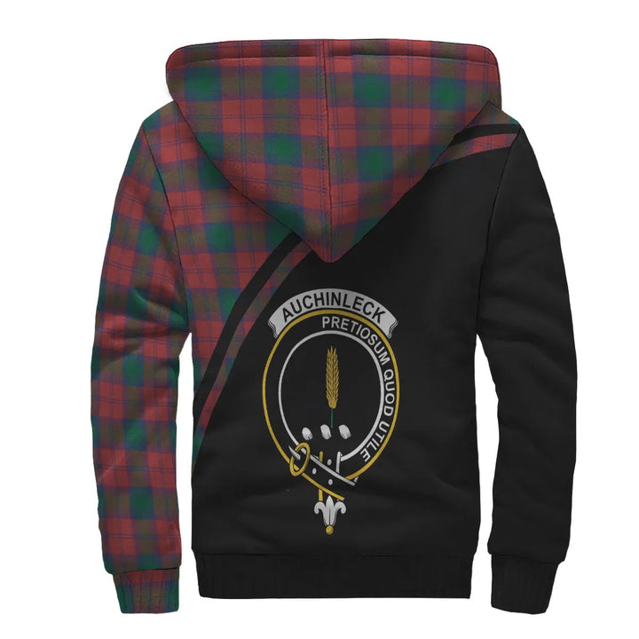 Scottish Auchinleck Clan Crest Tartan Curve Sherpa Hoodie