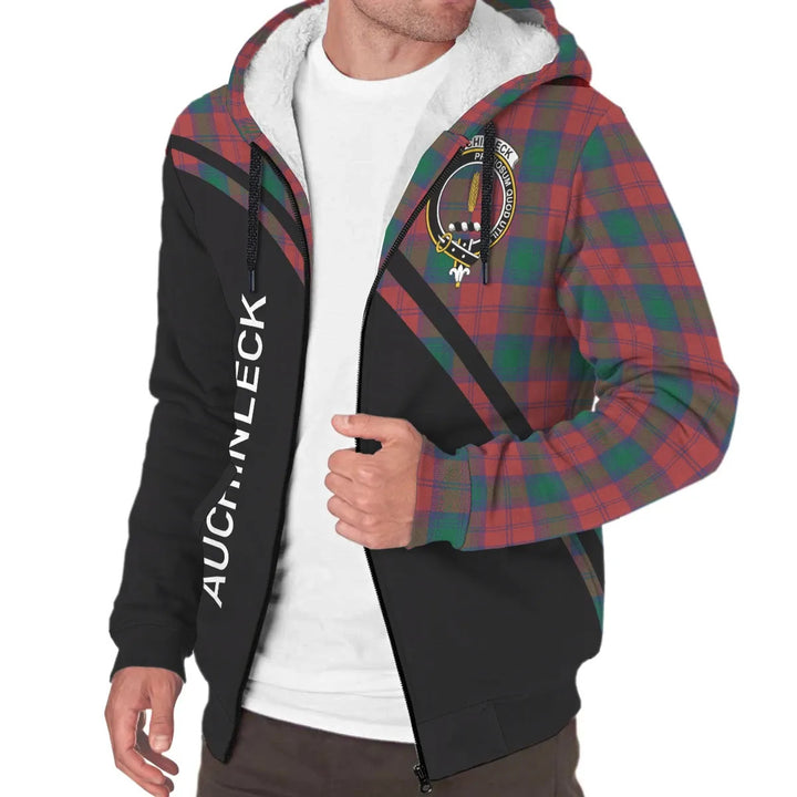 Scottish Auchinleck Clan Crest Tartan Curve Sherpa Hoodie