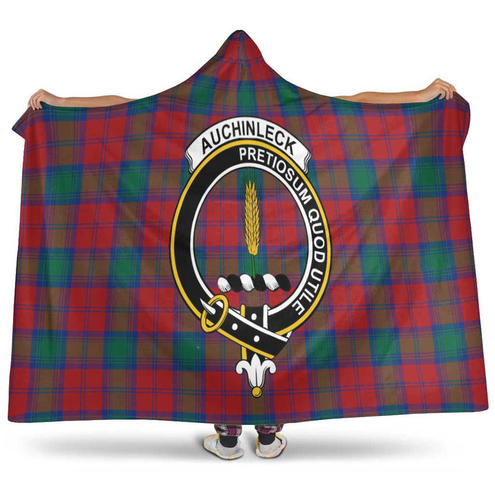 Scottish Auchinleck Clan Crest Tartan Hooded Blanket Tartan Plaid 1