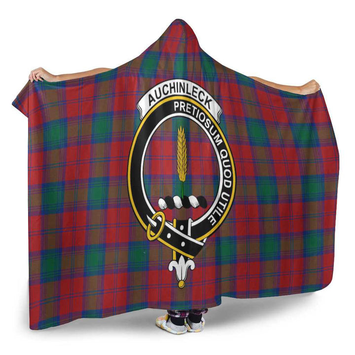 Scottish Auchinleck Clan Crest Tartan Hooded Blanket Tartan Plaid 2