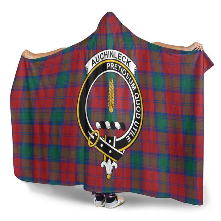 Scottish Auchinleck Clan Crest Tartan Hooded Blanket Tartan Plaid 3