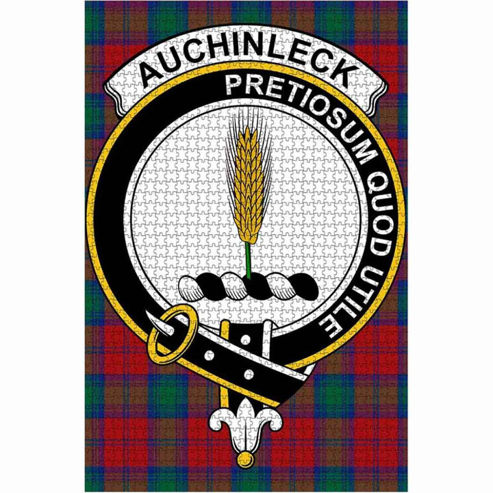 Scottish Auchinleck Clan Crest Tartan Jigsaw Puzzle 1