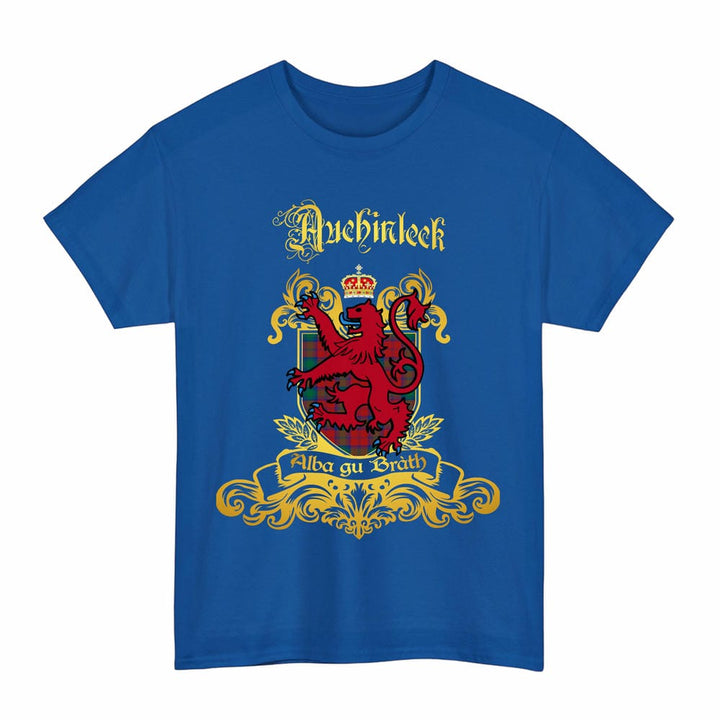 Scottish Auchinleck Clan Tartan Lion Rampant of Scotland T-Shirt Tartan Plaid Royal Color