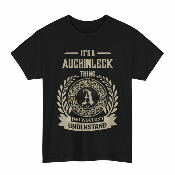 Scottish Auchinleck Clan Tartan T-Shirt - Vintage Family Name Tartan Plaid Black Color