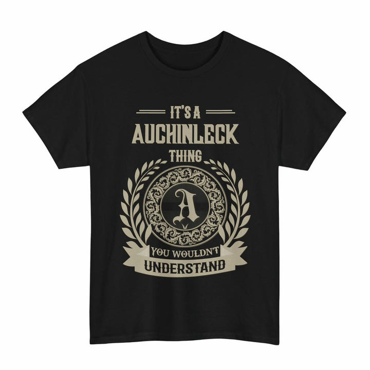 Scottish Auchinleck Clan Tartan T-Shirt - Vintage Family Name Tartan Plaid Black Color