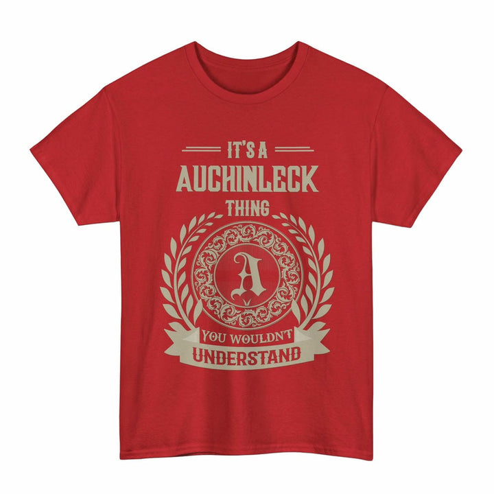 Scottish Auchinleck Clan Tartan T-Shirt - Vintage Family Name Tartan Plaid Red Color
