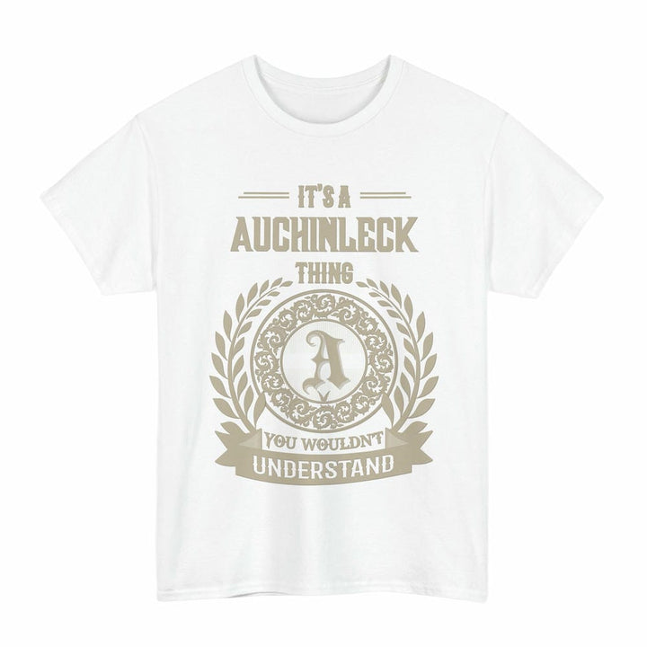 Scottish Auchinleck Clan Tartan T-Shirt - Vintage Family Name Tartan Plaid White Color