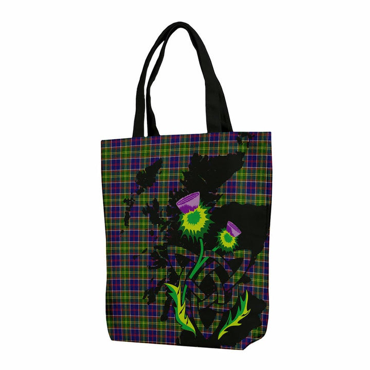 Scottish Ayrshire District Clan Tartan Canvas Bag With Shoulder Strap With Thistle Tartan Plaid 1