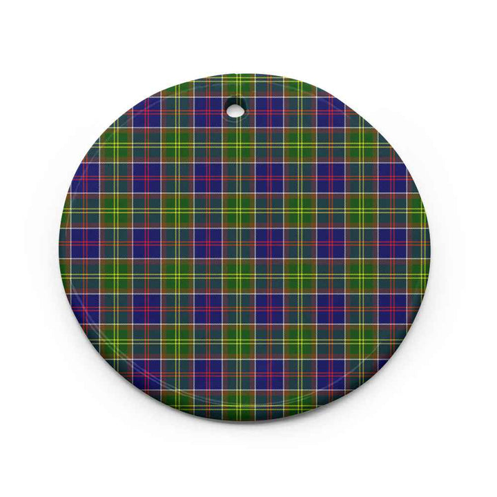 Scottish Ayrshire District Clan Tartan Ceramic Ornament Circle Shape Tartan Plaid