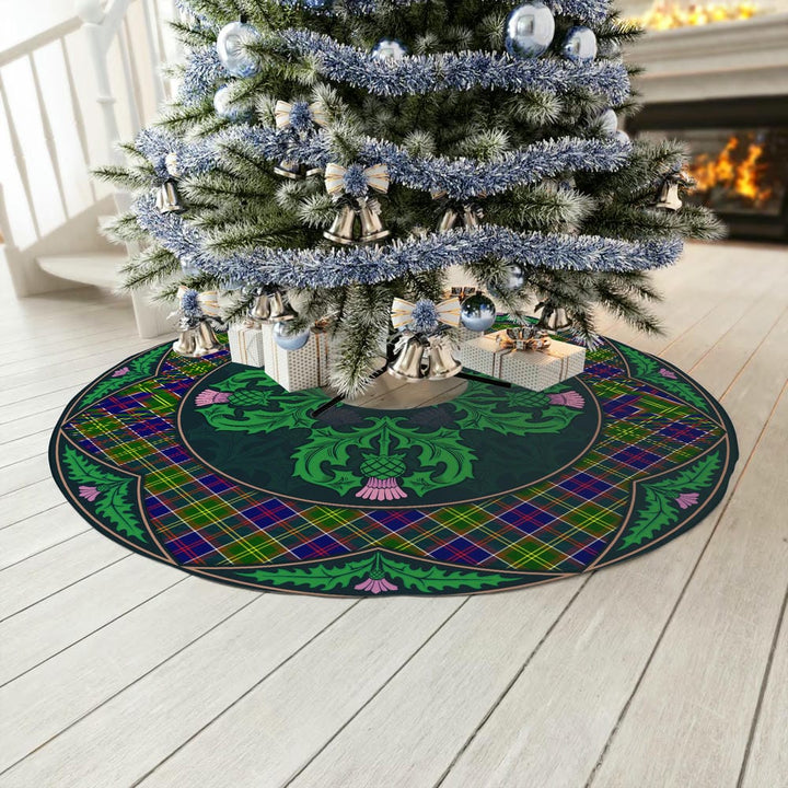 Scottish Ayrshire District Clan Tartan Christmas Tree Skirt Old Scottish Thistle Flower No Tassels Tartan Plaid 3
