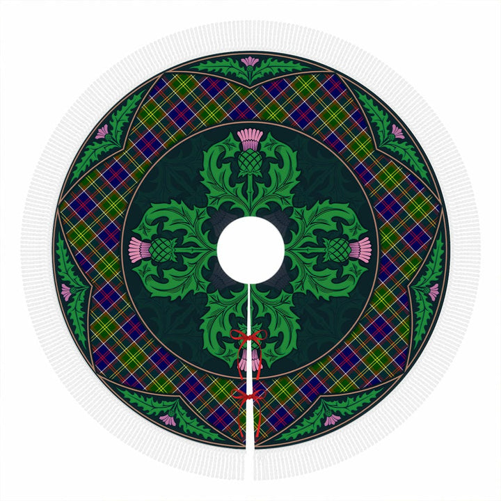 Scottish Ayrshire District Clan Tartan Christmas Tree Skirt Old Scottish Thistle Flower Tassels Tartan Plaid 1