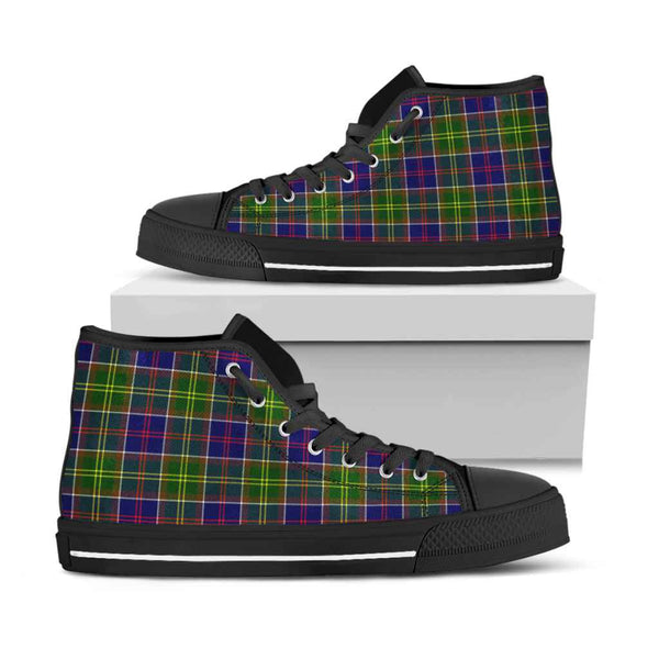 Scottish Ayrshire District Clan Tartan High Top Shoes Black Sole Tartan Plaid