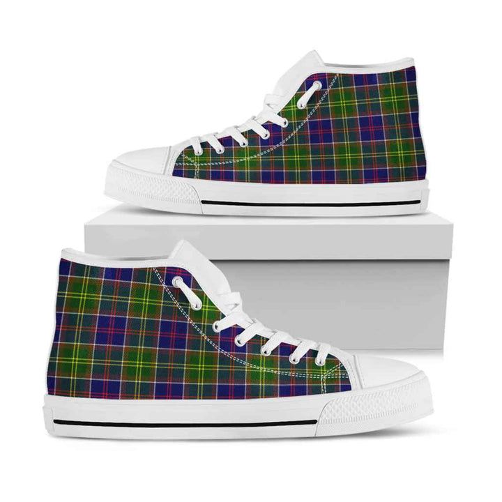 Scottish Ayrshire District Clan Tartan High Top Shoes White Sole Tartan Plaid