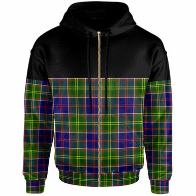 Scottish Ayrshire District Clan Tartan Hoodie - Horizontal Style Zip Tartan Plaid