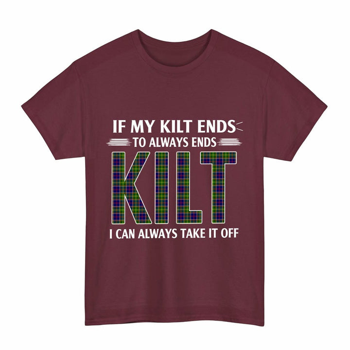 Scottish Ayrshire District Clan Tartan Kilt Pride T-Shirt Tartan Plaid Maroon Color