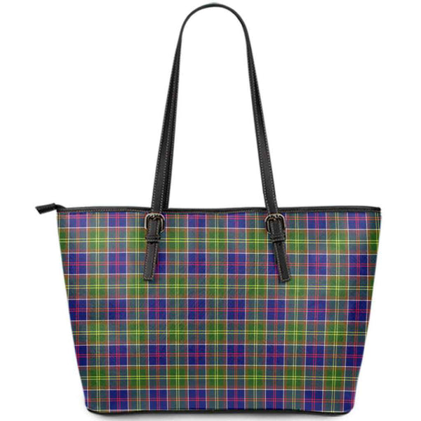 Scottish Ayrshire District Clan Tartan Leather Tote Tartan Plaid