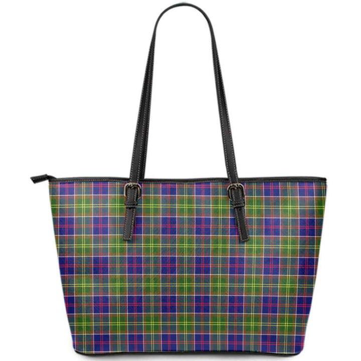 Scottish Ayrshire District Clan Tartan Leather Tote Tartan Plaid