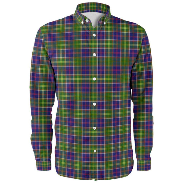 Scottish Ayrshire District Clan Tartan Long Sleeve Shirt Front Side Tartan Plaid