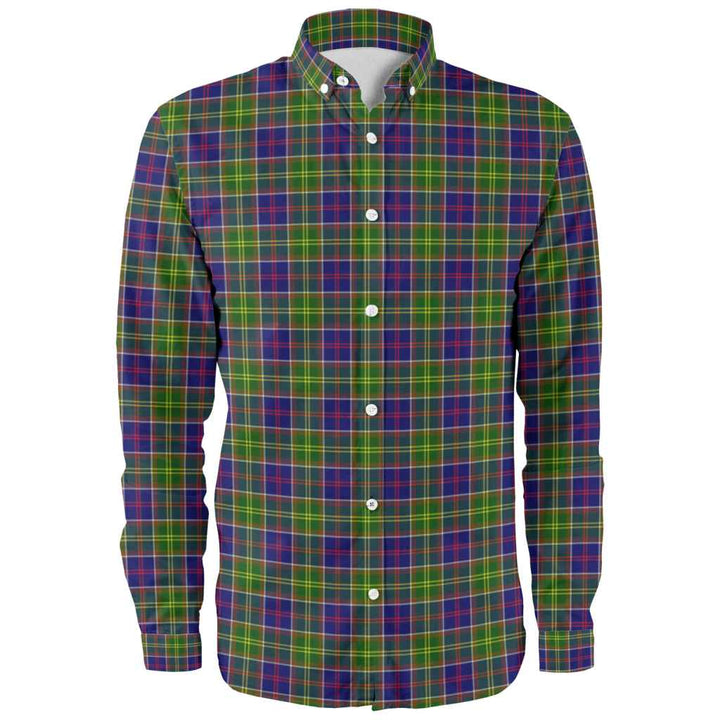 Scottish Ayrshire District Clan Tartan Long Sleeve Shirt Front Side Tartan Plaid