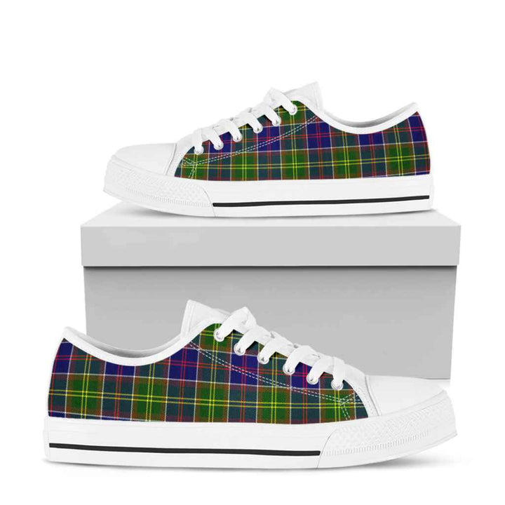 Scottish Ayrshire District Clan Tartan Low Top Shoes White Sole Tartan Plaid