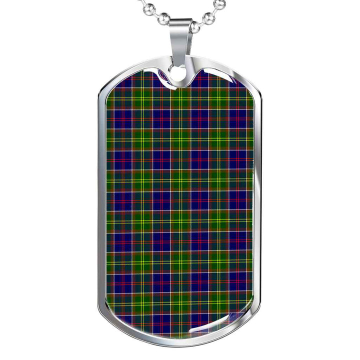 Scottish Ayrshire District Clan Tartan Military Dog Tag Necklace Tartan Plaid
