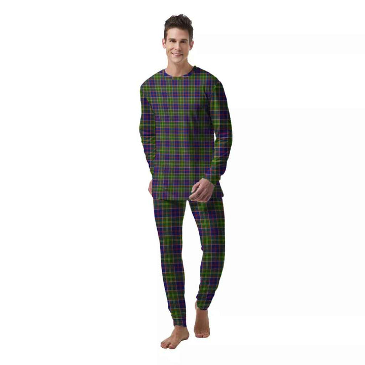 Scottish Ayrshire District Clan Tartan Pajama Set  Men Front Side Tartan Plaid
