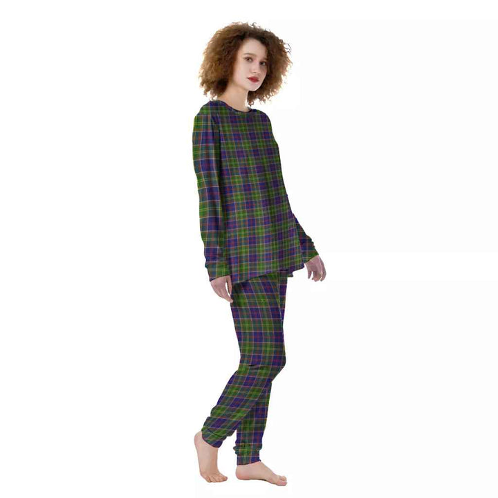 Scottish Ayrshire District Clan Tartan Pajama Set Women Front Side Tartan Plaid