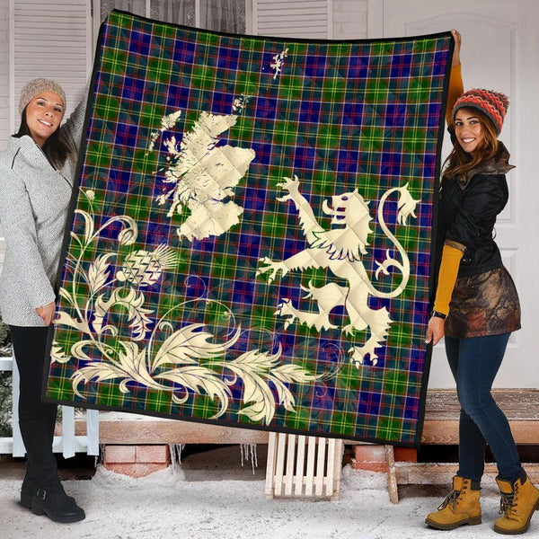 Scottish Ayrshire District Clan Tartan Quilt Rampant Lion with Thistle Tartan Plaid 2