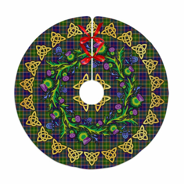 Scottish Ayrshire District Clan Tartan Thistle Celtic Knot Christmas Tree Skirt No Tassels Tartan Plaid 1
