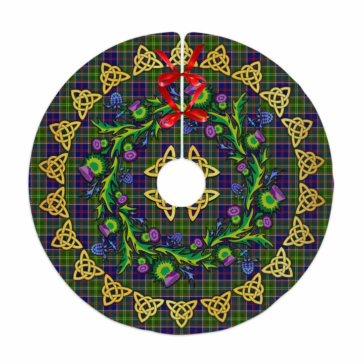 Scottish Ayrshire District Clan Tartan Thistle Celtic Knot Christmas Tree Skirt No Tassels Tartan Plaid 1