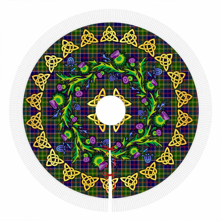Scottish Ayrshire District Clan Tartan Thistle Celtic Knot Christmas Tree Skirt Tassels Tartan Plaid 1