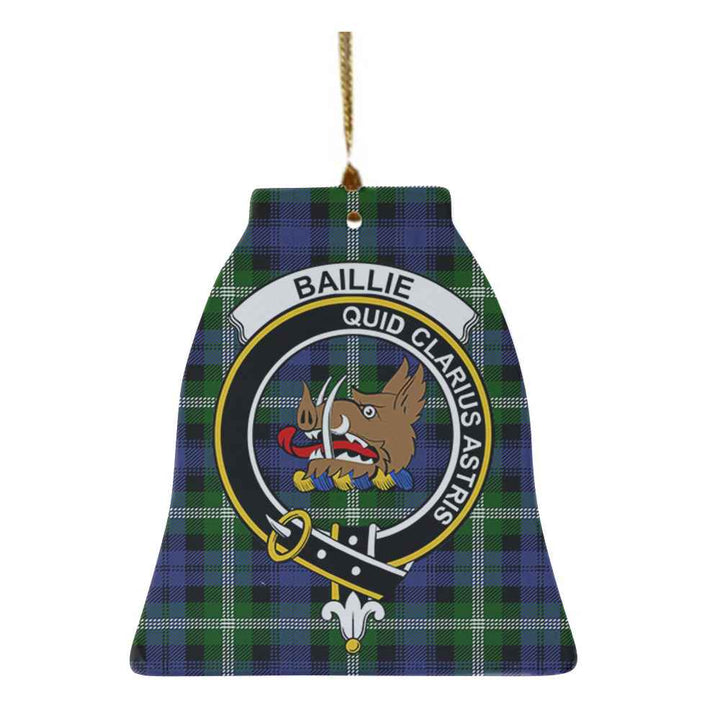 Scottish Baillie Clan Crest Tartan Ceramic Ornament Bell Shape Tartan Plaid